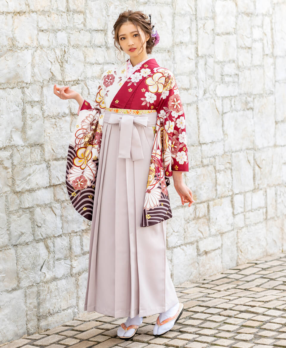 日本に 振袖 茶色 ユリ カサブランカ 成人式 正絹 袴にも 卒業式袴 